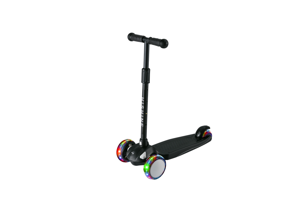Hishine 3 Wheel Kick Scooter for Kids and Toddler, Light up Flashing Wheels, Wide Deck