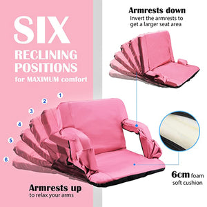 Stadium Seat for Bleacher & Bench Portable Folding Chair with Padded Cushion Reclining Stadium Chair with Back Support, Shoulder Straps, Zipper Bag
