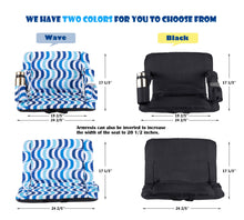 Load image into Gallery viewer, Stadium Seat for Bleacher &amp; Bench Portable Folding Chair with Padded Cushion Reclining Stadium Chair with Back Support, Shoulder Straps, Zipper Bag
