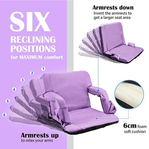 Stadium Seat for Bleacher & Bench Portable Folding Chair with Padded Cushion Reclining Stadium Chair with Back Support, Shoulder Straps, Zipper Bag