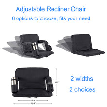 Load image into Gallery viewer, Stadium Seat for Bleacher &amp; Bench Portable Folding Chair with Padded Cushion Reclining Stadium Chair with Back Support, Shoulder Straps, Zipper Bag
