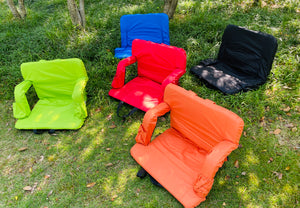 Stadium Seat for Bleacher & Bench Portable Folding Chair with Padded Cushion Reclining Stadium Chair with Back Support, Shoulder Straps, Zipper Bag