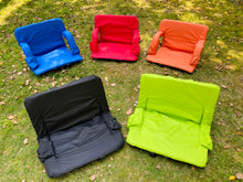Load image into Gallery viewer, Stadium Seat for Bleacher &amp; Bench Portable Folding Chair with Padded Cushion Reclining Stadium Chair with Back Support, Shoulder Straps, Zipper Bag
