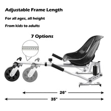 Load image into Gallery viewer, Hoverboard seat Attachment, Hoverboard go Kart for Adults &amp; Kids, Accessories to Transform Hoverboard into go cart, Hover carts for self Balancing Scooter with Off-Road tire and Shock Absorber
