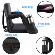 Load image into Gallery viewer, Stadium Seat for Bleacher &amp; Bench Portable Folding Chair with Padded Cushion Reclining Stadium Chair with Back Support, Shoulder Straps, Zipper Bag
