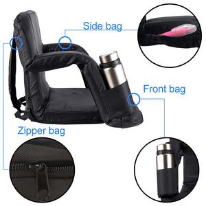 Stadium Seat for Bleacher & Bench Portable Folding Chair with Padded Cushion Reclining Stadium Chair with Back Support, Shoulder Straps, Zipper Bag