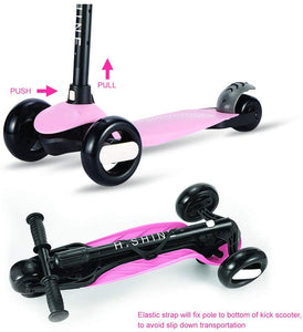 Kick Scooter for Kids with 3 Big Light Up Wheels, Lean to Steer, Adjustable Height, Wheel Scooter for Boys Girls Toddler