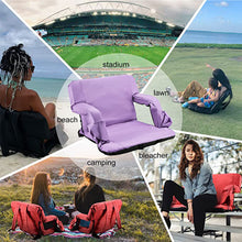Load image into Gallery viewer, Stadium Seat for Bleacher &amp; Bench Portable Folding Chair with Padded Cushion Reclining Stadium Chair with Back Support, Shoulder Straps, Zipper Bag
