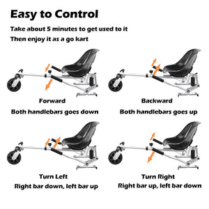 Hoverboard seat Attachment, Hoverboard go Kart for Adults & Kids, Accessories to Transform Hoverboard into go cart, Hover carts for self Balancing Scooter with Off-Road tire and Shock Absorber