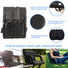 Load image into Gallery viewer, Stadium Seat for Bleacher &amp; Bench Portable Folding Chair with Padded Cushion Reclining Stadium Chair with Back Support, Shoulder Straps, Zipper Bag
