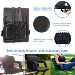 Stadium Seat for Bleacher & Bench Portable Folding Chair with Padded Cushion Reclining Stadium Chair with Back Support, Shoulder Straps, Zipper Bag