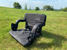 Load image into Gallery viewer, Stadium Seat for Bleacher &amp; Bench Portable Folding Chair with Padded Cushion Reclining Stadium Chair with Back Support, Shoulder Straps, Zipper Bag
