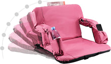 Load image into Gallery viewer, Stadium Seat for Bleacher &amp; Bench Portable Folding Chair with Padded Cushion Reclining Stadium Chair with Back Support, Shoulder Straps, Zipper Bag
