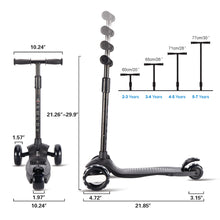 Cargar imagen en el visor de la galería, Kick Scooter for Kids with 3 Big Light Up Wheels, Lean to Steer, Adjustable Height, Wheel Scooter for Boys Girls Toddler
