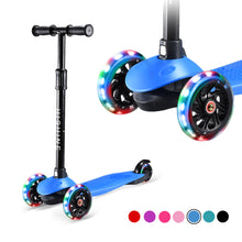 Load image into Gallery viewer, Hishine Kick Scooter for Kids with 3 Light up Wheels and Adjustable Height for 2-7 Years Old Ages Girls Boys Toddlers &amp; Children,Lean to Steer, 3-Wheeled Scooters

