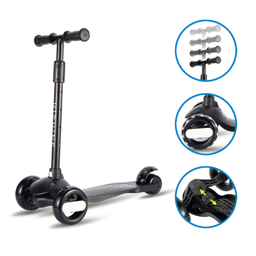 Kick Scooter for Kids with 3 Big Light Up Wheels, Lean to Steer, Adjustable Height, Wheel Scooter for Boys Girls Toddler